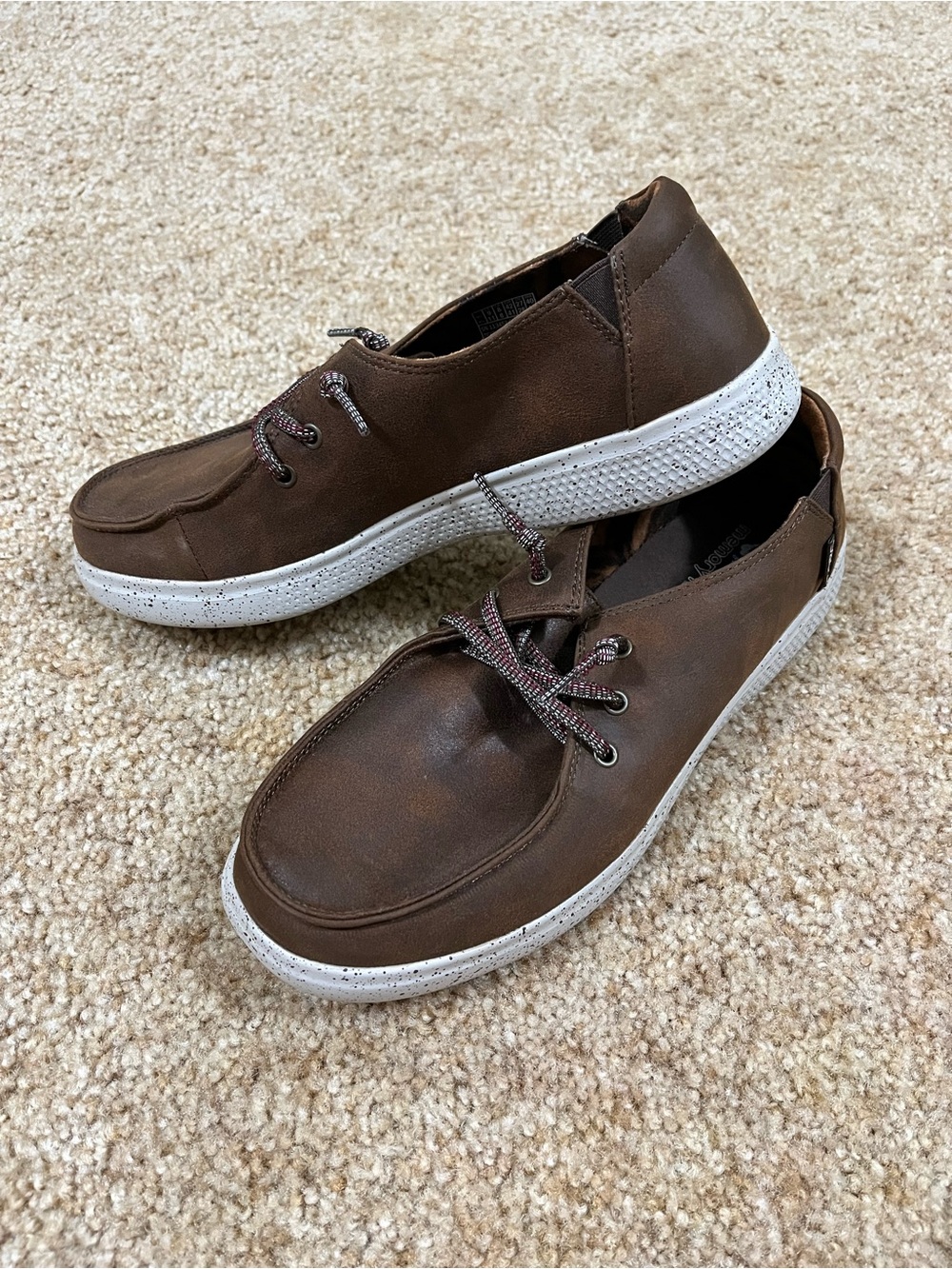 Skechers Bobs Memory Foam Brown Slip-On Casual Loafers with White Speckled Sole
